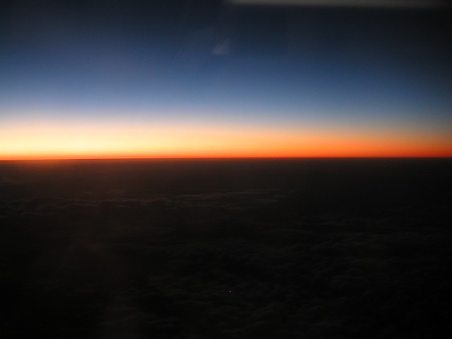 Coucher de soleil depuis l'avion